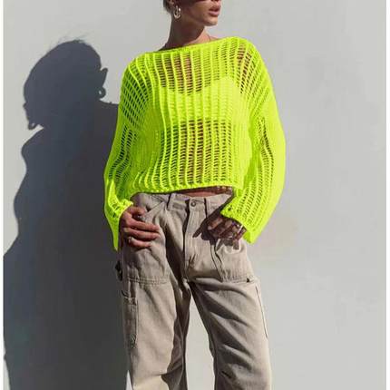 women sexy pullover  autumn winter latest hollow out long