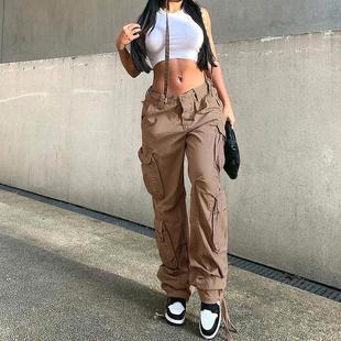 women for jeans daddy leg wide loose waist high trousers