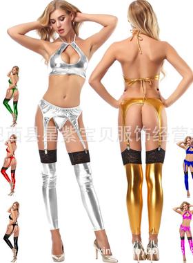 Sexy lingerie bottomless bra set thong pieces lace socks