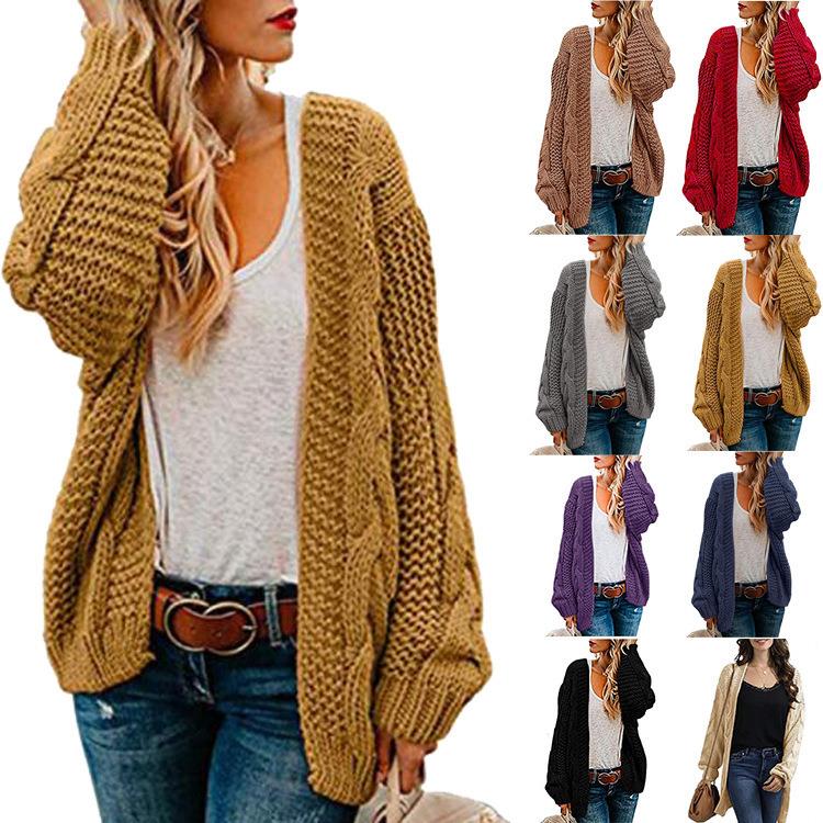 sweater knit jacket pullovers winter thick cable batwing