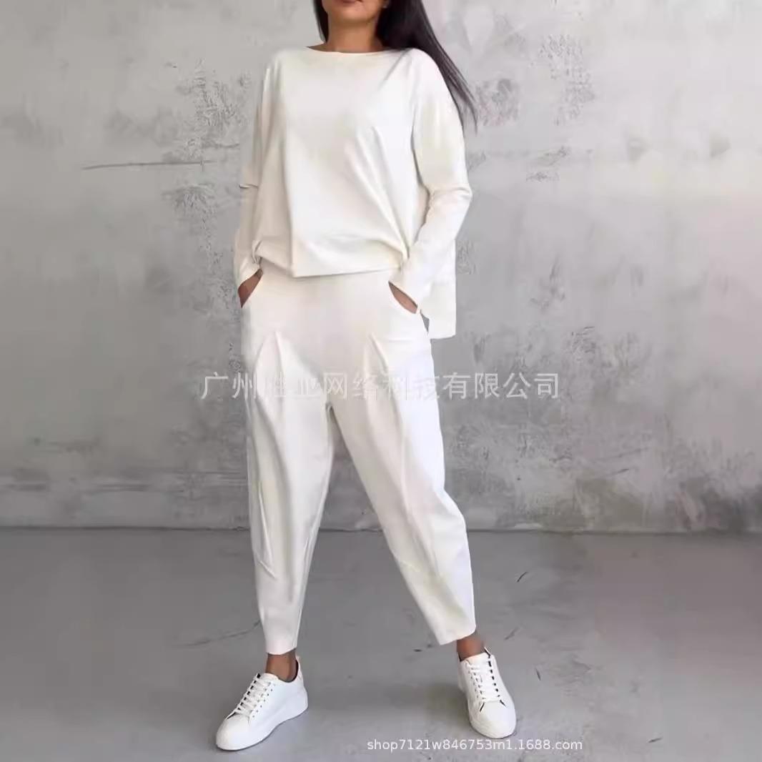 suit pants harem and sweatshirt long-sleeved irregular