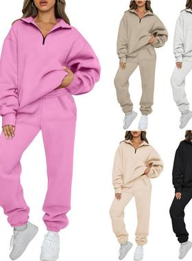 Womens solid color pocketless sweatshirt trousers