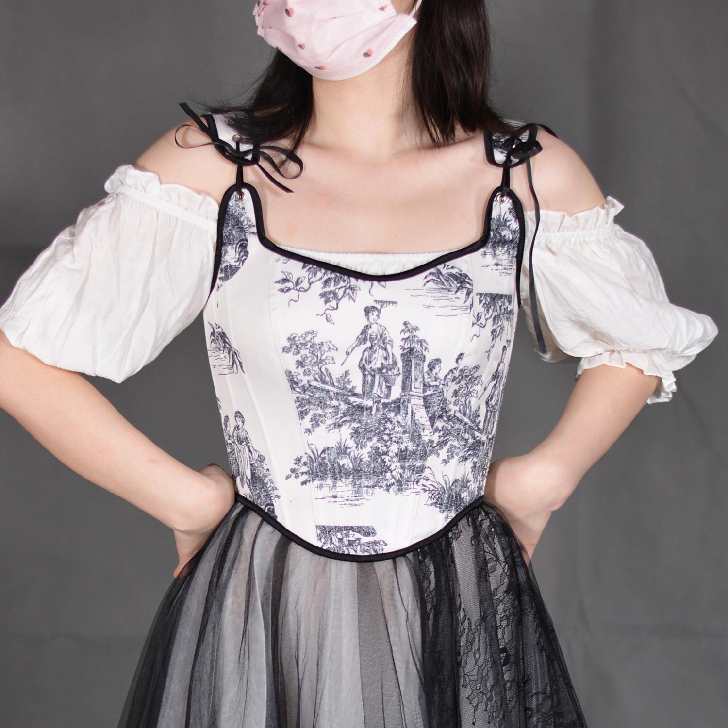 flora prints corset vintage tight tops shaping vest for