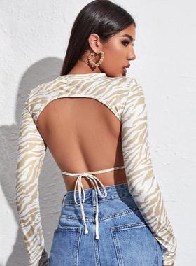Womens sexy backless tops inner wear outer lace-up