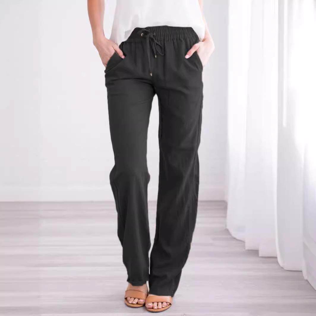 trousers loose Womens cotton casual and color solid linen
