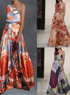 One-shoulder sexy women long fashionable off-shoulder skirt