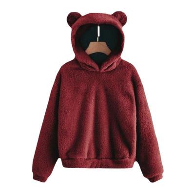 Fluffy bunny ears hooded warm sweater sweatshirt