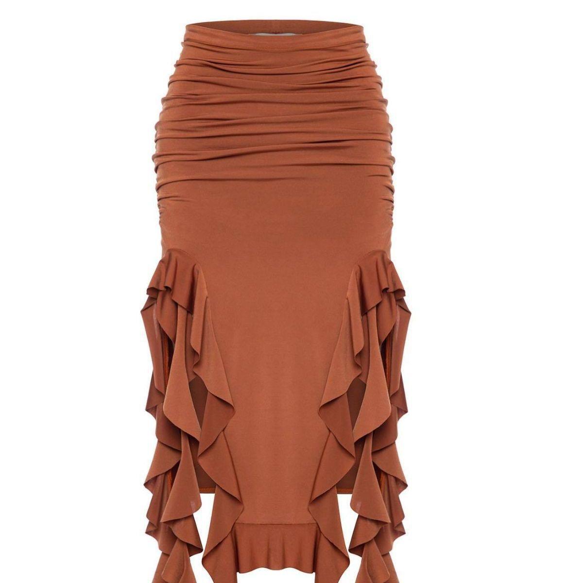 tassel summer female long skirt ruffled high waist broken