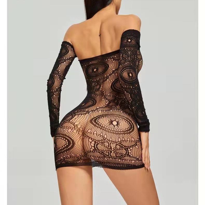 Womens temptation hip sleeve hollow long off-shoulder