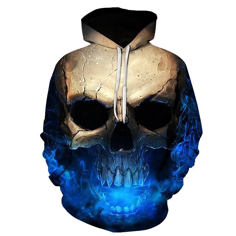 Casual sweatshirt for men and women skull digital pullover