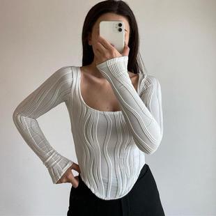 women for T-shirt top sleeve long slim temperament short