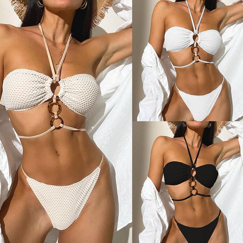 Two-Piece Women Tight Swimsuit Halter Sexy Swimsuit Neck