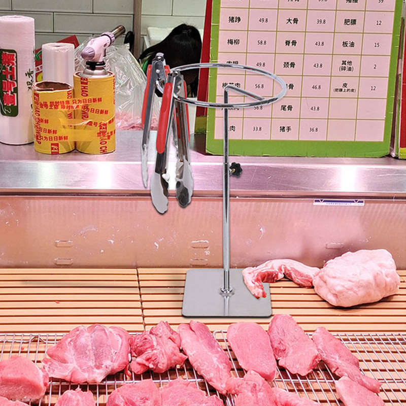 猪肉台夹子挂架超市食品夹收纳架可伸缩烤肉夹架不锈钢面包夹架子图片
