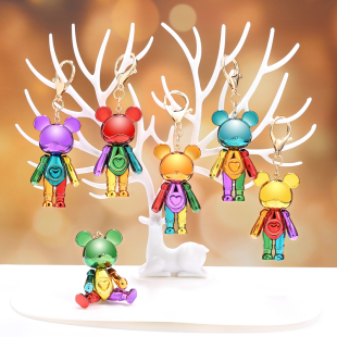 星际熊电镀钥匙扣包包配饰挂件小熊钥匙扣创意礼品2只套装礼盒