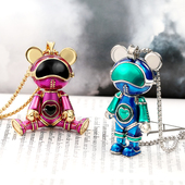 星际熊朋克风气质小熊轻奢单品男女时尚 潮流情侣项链毛衣链