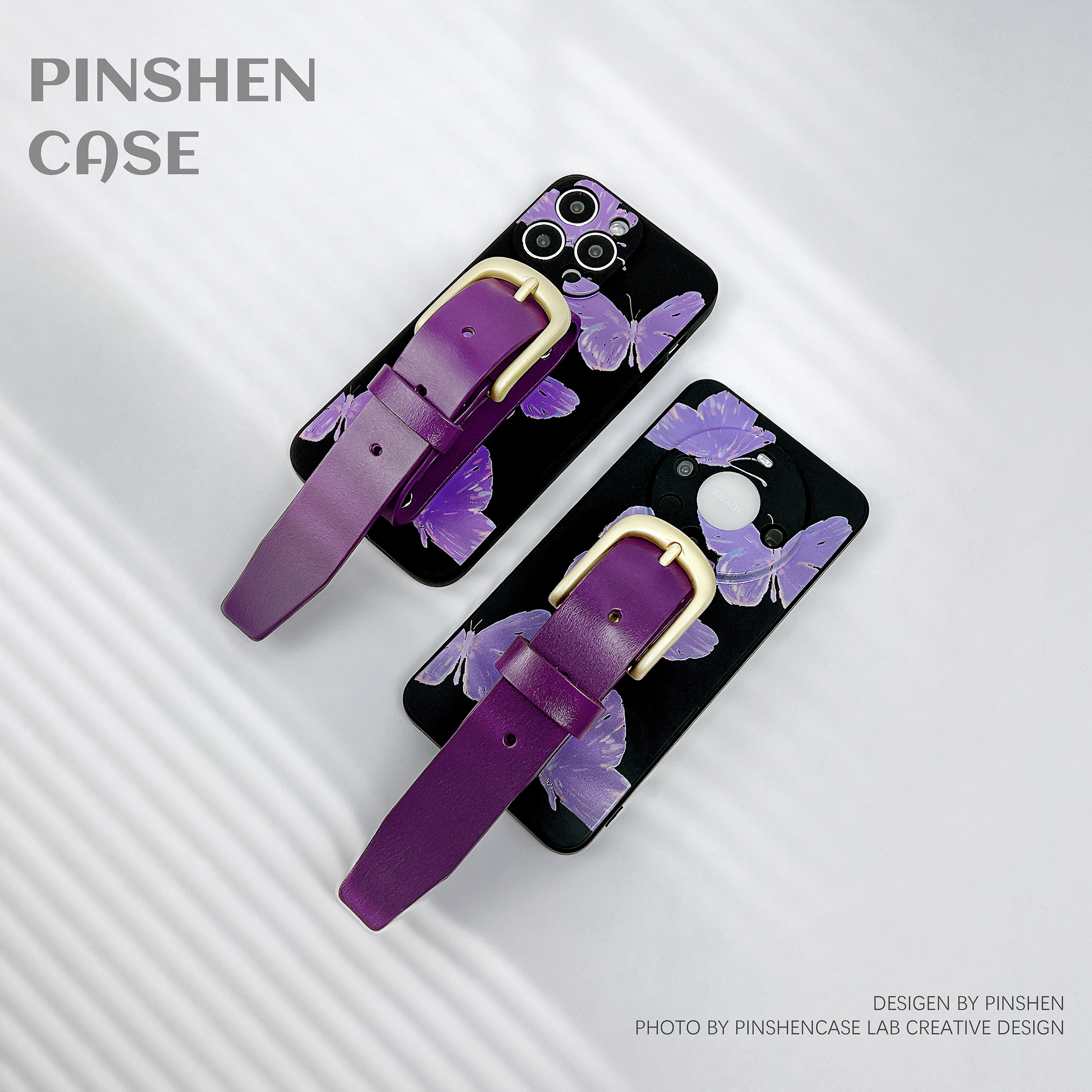 品申原创小众紫色蝴蝶金属扣皮质腕带适用华为mate80pro手机壳全包防摔高级感ins风新款iphone17promax保护套,3C数码配件,手机保护套/壳,淘宝优惠券,粉丝福利购,淘宝优惠卷