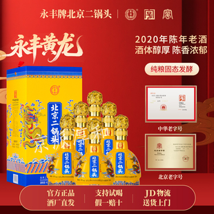 永丰牌北京二锅头 42度黄龙礼盒清香型纯粮白酒整箱 2020年老酒