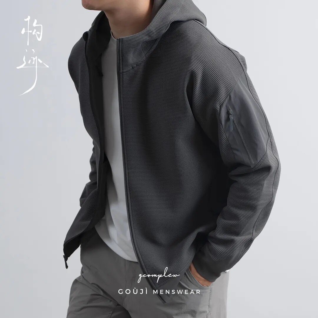 GGG/构迹男装【华夫格空气感】秋季男士抗皱休闲轻量连帽运动外套