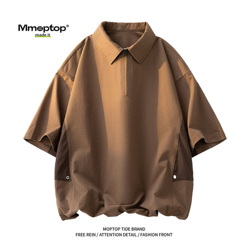 Mmoptop美式潮牌翻领短袖polo衫男夏季2026新款轻薄冰感舒适上衣