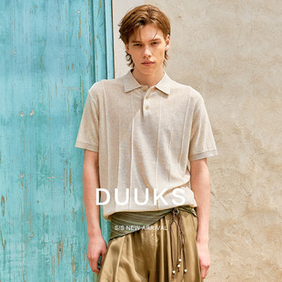 DUUKS天丝亚麻针织polo衫男短袖2026新款美式半袖T恤夏季薄款体恤