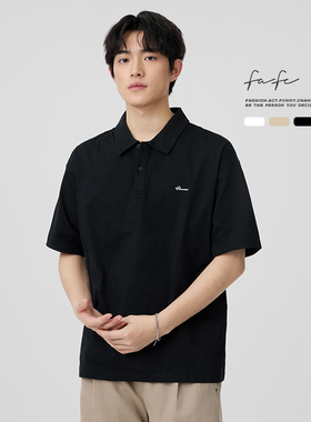 FAFC夏季户外凉感速干防晒短袖POLO衫男款美式宽松印花翻领T恤潮