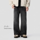 FAFC秋季 男宽松直筒阔腿垂感长裤 美式 高街复古微喇水洗竹节牛仔裤
