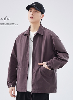 FAFC2024秋季复古翻领教练夹克男款美式潮牌宽松休闲工装上衣外套