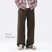 美式 复古重磅纯棉休闲裤 潮牌宽松直筒阔腿弯刀长裤 FAFC秋冬季 男款