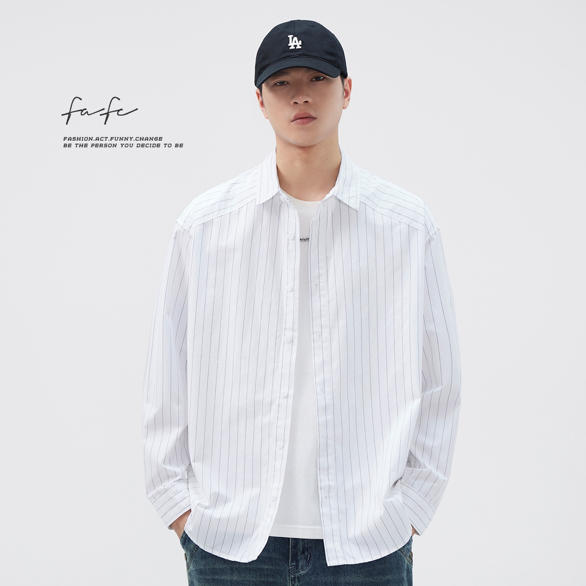 FAFC纯棉柔软透气条纹衬衫外套