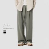 FAFC秋冬季 子潮 垂感宽松直筒阔腿运动休闲长裤 重磅空气层卫裤 男款