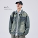 外套 复古水洗翻领牛仔夹克男潮牌宽松休闲工装 FAFC2024秋冬季 美式