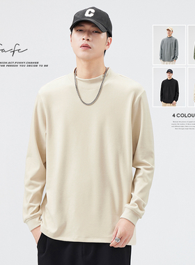 FAFC重磅半高领德绒长袖T恤男2024秋冬休闲内搭加绒保暖打底衫潮