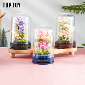 TOPTOY中国积木花束音乐盒八音盒拼装益智玩具玫瑰花女孩七夕礼物