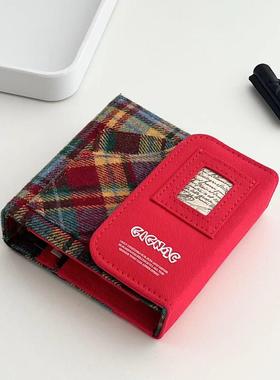 小红书糖果格纹红色一宫格卡册学生追星3寸小卡拍立得收纳相册