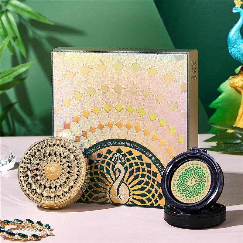 DMDN绿孔雀24K金钻修颜气垫BB霜自然遮瑕清爽持久BB霜隔离不卡粉,彩妆/香水/美妆工具,气垫,淘宝优惠券,粉丝福利购,淘宝优惠卷