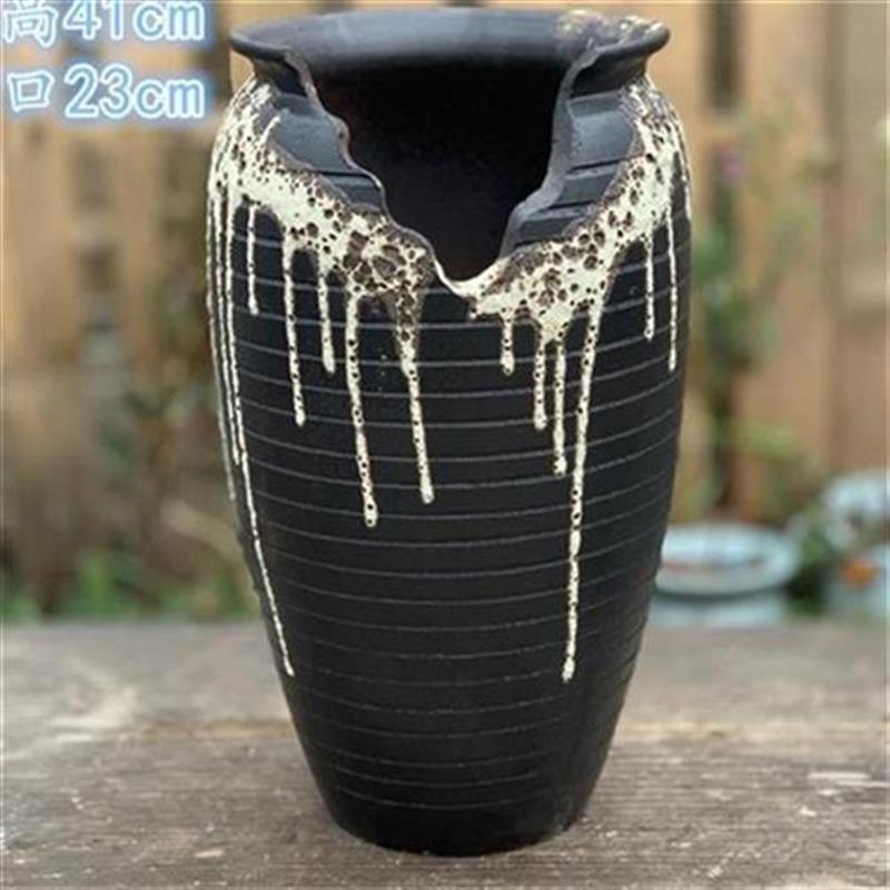 法师陶瓷古典花盆缺口紫乐粗陶宜A兴手工J大切口多W肉W悬崖老桩高