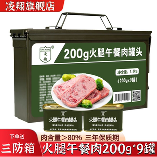 火腿午餐肉200g*9罐纯猪肉送三防箱火锅泡面搭档家庭应急储备罐头