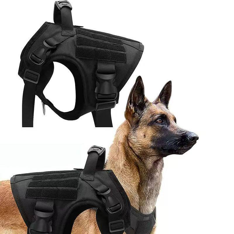 热卖尼龙战术大型犬可调节狗背心训练狗背心宠物训练马甲牵引绳