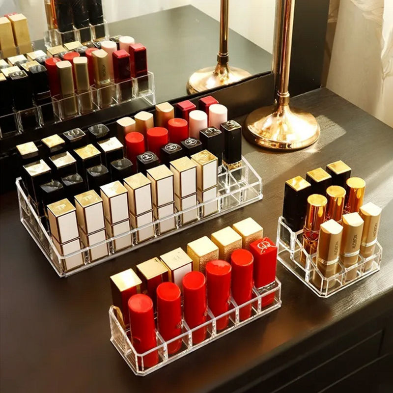 少女心透明口红收纳格桌面口红收纳盒唇釉唇膏收纳置物口红盒简约