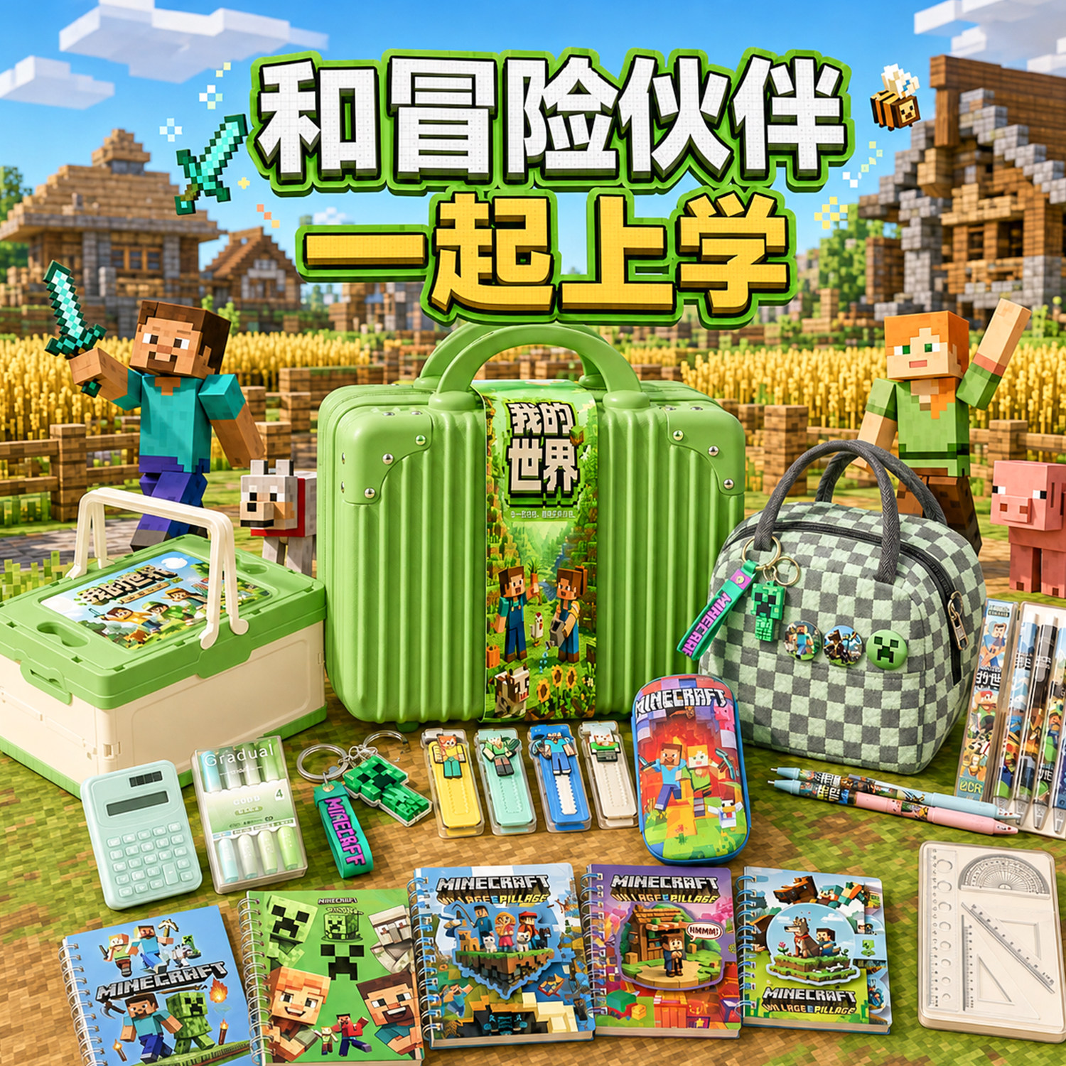 我的世界文具套装礼盒儿童文具用品大全小学生实用型学习用品全套幼儿园初中生男女孩学生奖励生日礼物大礼包