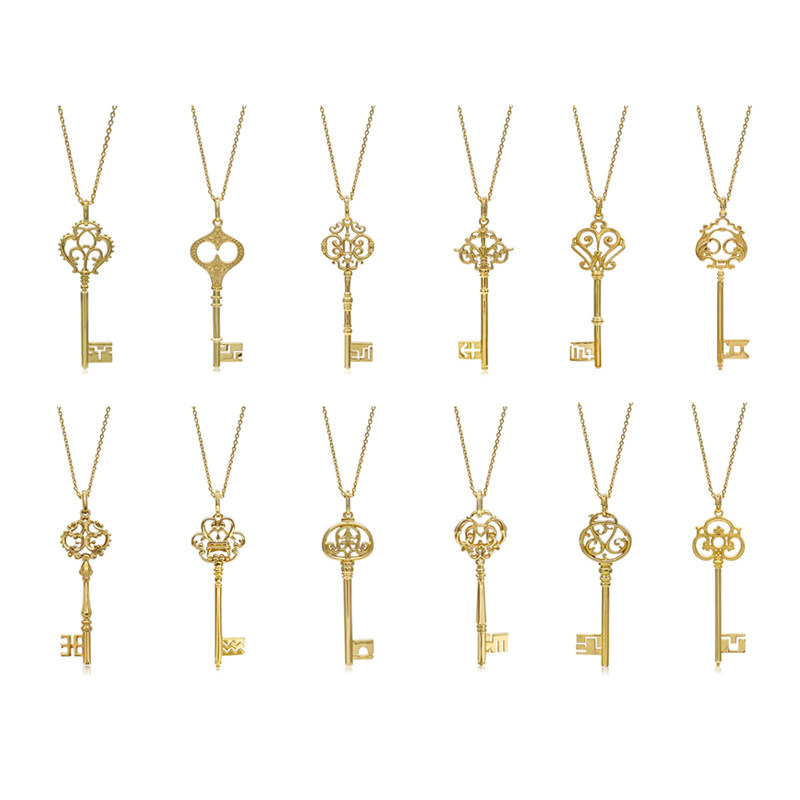 jusmith原创首饰品牌轻奢小众设计感复古12星座金钥匙镀金项链女