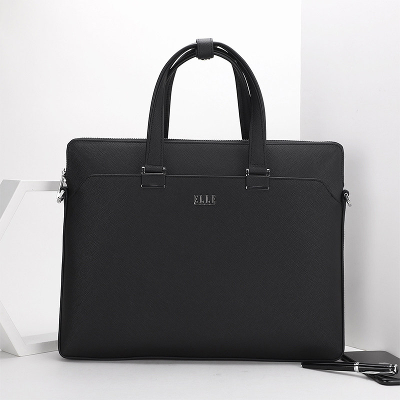 ELLE HOMME男士手提包真皮商务公文包男出差单肩包高端品牌背包