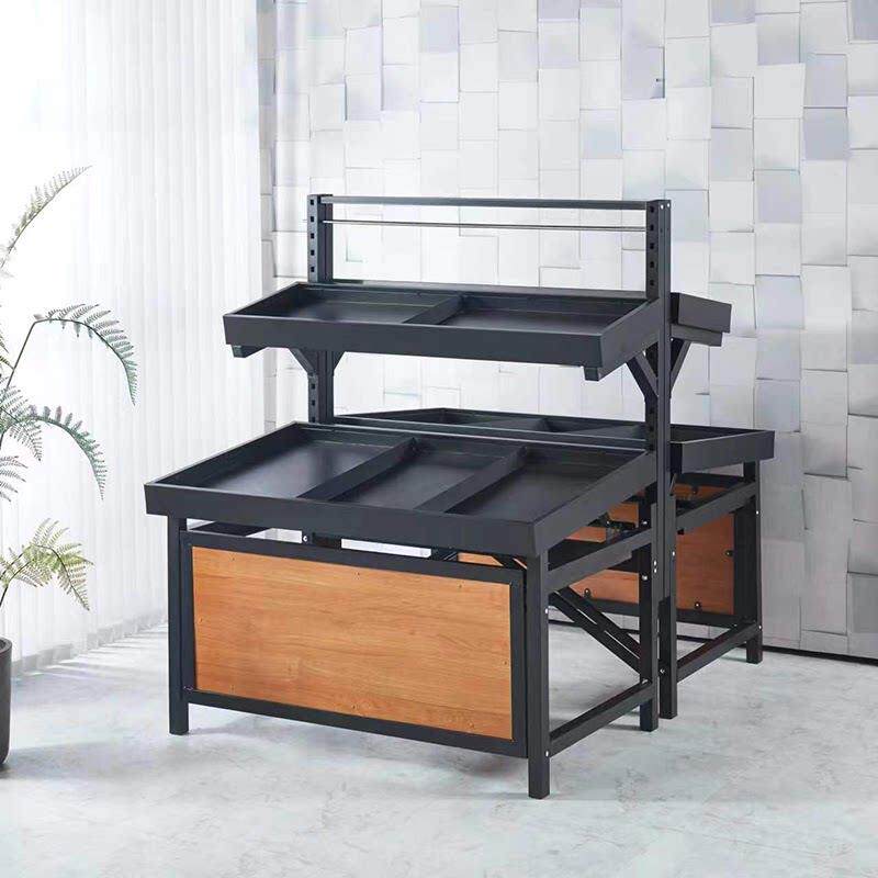 超市生鲜店水果货架子蔬菜展示架商用单双层堆头促销台干果中岛柜