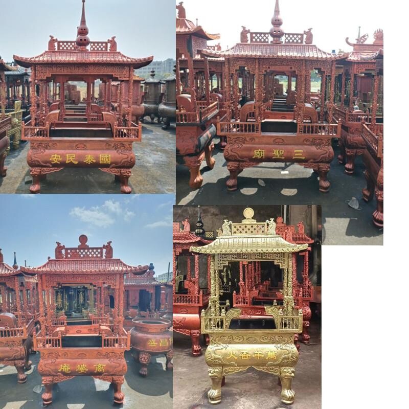 定制寺庙长方形四龙柱八龙柱香炉铜铁香炉大小型户外插香炉上香炉