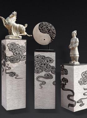 祥云展示柱新中式大号落地中国风装饰摆件底座客厅拴马桩大工艺品