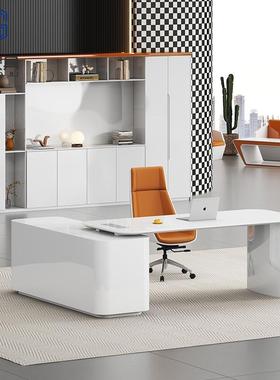 烤漆老板桌经理桌主管桌椅简约现代白色办公室美容院医美咨询桌椅