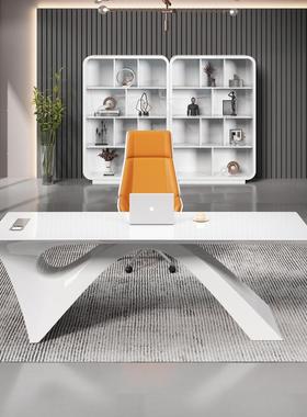 烤漆经理桌主管桌椅老板桌简约现代白色办公室美容院医美咨询桌