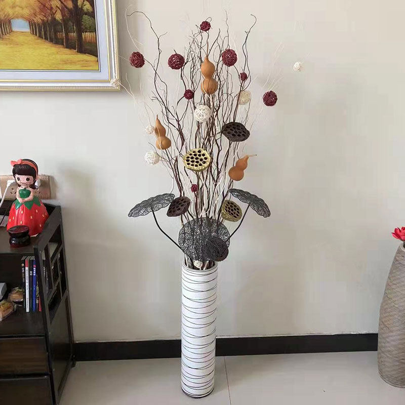 干树枝装饰客厅落地干花瓶陶瓷玄关居家龙柳插花天然干枝艺术摆件