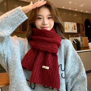 红色围巾女款2025新款冬今年流行爆款保暖围脖新年圣诞氛围感披肩