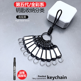 新款钥匙收纳神器锁匙扣标签牌钥匙串可标记分类8字扣家用钥匙盘
